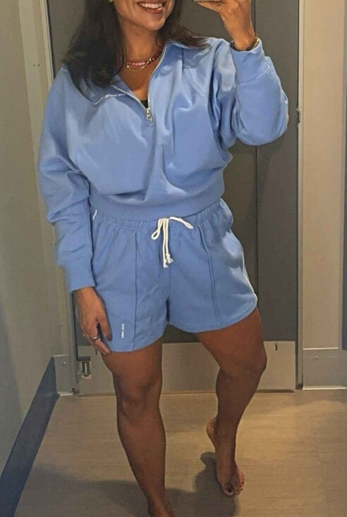 Women's Polo Collar Pullover Sweatshirt  Wild Fable Blue Size Large Top Only - Picture 5 of 8